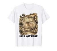 He's Not Here, He Has Risen, Christian Easter Bible Verse T-Shirt
