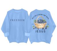 He's On A Work Trip With Jesus Sweatshirt Christian Religious Faith Jesus Freedom Shirt Unisex Sky Blue