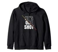 He's One Shot Funny FPS Gaming Sayings Video Games Lover Zip Hoodie