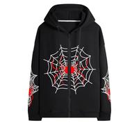 Hesaco Spider Graphic Hoodies Y2k Zip Up Hoodie Men Women Oversized Sweatshirts Y2k Jacket Streetwear Vintage Tops, Black 2, XXL