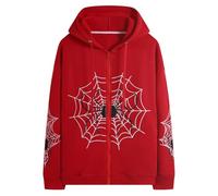 Hesaco Spider Graphic Hoodies Y2k Zip Up Hoodie Men Women Oversized Sweatshirts Y2k Jacket Streetwear Vintage Tops, Red 2, XXL