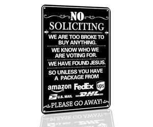 Hesanqian Funny No Soliciting Sign - Metal Do Not Ring Bell,8x12 Inch | Aluminum, No Salesmen No Exceptions Plaque, For Home Business Office