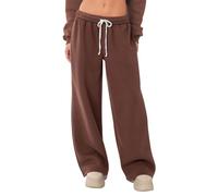 HeSaYep Women's Fleece Lined Sweatpants Wide Leg Thermal Winter Warm Baggy Sweat Pants with Pockets, Coffee, S