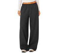 HeSaYep Women's Fleece Lined Sweatpants Winter Warm Wide Leg Sweat Pants Baggy Casual Pants with Pockets, Black, S