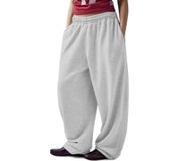 HeSaYep Women's Wide Leg Sweatpants Y2k Interior Drawstring Baggy Joggers Dancer Pants Streetwear with Pockets, Grey, Large