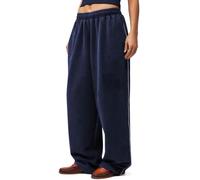 HeSaYep Women's Wide Leg Sweatpants Y2k Interior Drawstring Baggy Joggers Dancer Pants Streetwear with Pockets, Navy, M