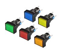 Heschen 16mm Rectangle Latching Push Button Switch 1NO 1NC Red Blue Yellow Green Orange 220V LED Lamp