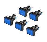 Heschen 16mm Rectangle Momentary Push Button Switch 1NO 1NC 5Pin 12V LED Lamp 5 Pack (Blue)