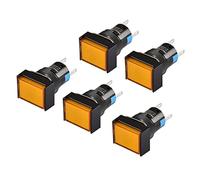 Heschen 16mm Rectangle Momentary Push Button Switch 1NO 1NC 5Pin 12V LED Lamp 5 Pack (Orange)