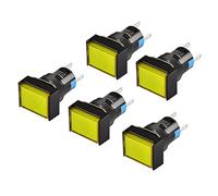 Heschen 16mm Rectangle Momentary Push Button Switch 1NO 1NC 5Pin 12V LED Lamp 5 Pack (Yellow)