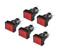 Heschen 16mm Rectangle Momentary Push Button Switch 1NO 1NC 5Pin 24V LED Lamp 5 Pack (Red)