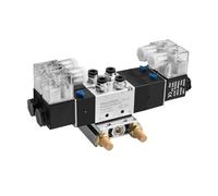 Heschen 4V230C-08 Electrical Pneumatic Twin Solenoid Valve Manifold Set,24V DC, PT 1/4" 5 Way 3 Position Central Closed, Complete Kit with Manifold Base, Muffler, Quick Fittings (2-Station)
