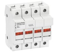 Heschen Cylindrical Fuse Holder Base, RT18-32(X) 32A AC690V, 4P, DIN Rail Mounting for RT18 RO15 10 x 38mm Fuse CE Listed