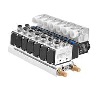 Heschen Electric Pneumatic 7 Solenoid Valve, 4V210-08 DC 24V, PT1/4, 5 Way 2 Position, Manifold Subsonic Silencer Quick Fit Kit