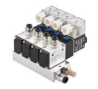 Heschen Electrical Pneumatic 4 Solenoid Valve, 3V210-08, DC12V, PT1/4, 3/2 Way, Manifold Base Muffler Quick Fittings Set