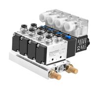 Heschen Electrical Pneumatic 4 Solenoid Valve 4V210-08 AC220V PT1/4 5 Way 2 Position Manifold Base Muffler Quick Fittings Set