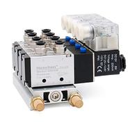 Heschen Electrical Pneumatic 4 Solenoid Valve 4V210-08 DC 12V PT1/4 5 Way 2 Position Manifold Base Muffler Quick Fittings Set