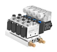 Heschen Electrical Pneumatic 4 Solenoid Valve 4V210-08 DC 24V PT1/4 5 Way 2 Position Manifold Base Muffler Quick Fittings Set