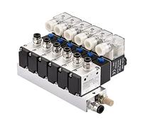 Heschen Electrical Pneumatic 6 Solenoid Valve, 3V210-08, DC12V, PT1/4, 3/2 Way, Manifold Base Muffler Quick Fittings Set