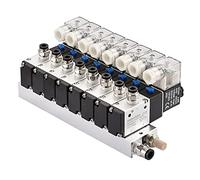 Heschen Electrical Pneumatic 8 Solenoid Valve, 3V210-08, DC24V, PT1/4, 3/2 Way, NC, Manifold Base Muffler Quick Fittings Set
