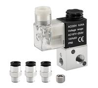 Heschen Electrical Pneumatic Solenoid Valve 3V1-06 AC220V PT1/8 3/2 Way Normally Closed CE with Fittings and Muffler (AC220V)