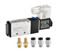Heschen Electrical Pneumatic Solenoid Valve 4V210-06 24VDC PT1/8 5 Way 2 Position Single Coil Pilot-Operated Electric CE with Fittings and Muffler