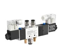 Heschen Electrical Pneumatic Solenoid Valve 4V230C-08 24VDC PT1/4 5 Way 3 Position Double Coil Pilot-Operated Electric Closed Type CE with Fittings and Muffler