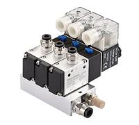 Heschen Electrical Pneumatic Triple Solenoid Valve, 3V210-08, DC12V, PT1/4, 3/2 Way, Manifold Base Muffler Quick Fittings Set