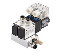 Heschen Electrical Pneumatic Twin Solenoid Valve, 3V210-08, DC24V, PT1/4, 3/2 Way, Manifold Base Muffler Quick Fittings Set