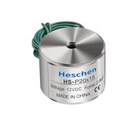 Heschen Electromagnet Magnet Solenoid P20/15, OD: 20mm, DC 12V, 2.5Kg/5.5lb