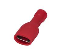 Heschen Female Quick Disconnect Terminal FDFD1.25-250 22-16 AWG Red 100Pack | vinyl fully insulated wire connector, 6.3x0.8mm tab size, 10A max current, crimping tool HS-30J compatible
