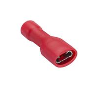 Heschen Fully Insulated Female Quick Disconnects 4.8x 0.5mm Red 100 Pack | FDFD1.25-187, 22-16AWG(0.5-1.5mm²), 3/16 inch Cable Terminal, 10A max current, vinyl receptacle, auto electrical wiring