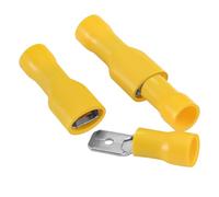 Heschen Male/Female Quick Disconnects Vinyl Fully Insulated 6.3 x 0.8 mm,FDFD+MDD5.5-250, Cable Terminal for 4-6mm² (12-10 AWG) Yellow 100Pack
