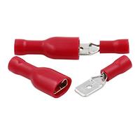 Heschen Male/Female Quick Disconnects Vinyl Fully Insulated, FDFD+MDD1.25-250, 6.3 x 0.8mm Cable Terminal, for 0.5-1.5mm² (22-16 AWG), Red, 100Pack