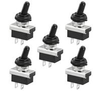 Heschen Metal Toggle Switch Flick Flip, KN3D-101, 12V 25A, SPST, On/Off 2 Positon, 2 Pin, for Car Dash Light with Waterproof Cap (5)