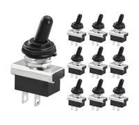 Heschen Metal Toggle Switch Flick Flip, KN3D-101, 12V 25A, SPST, On/Off 2 Positon, 2 Pin, for Car Dash Light with Waterproof Cap (10)