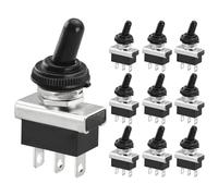 Heschen Metal Toggle switch Flick Flip, KN3D-102, 12V 25A, SPDT ON/ON 2 positon, 3 pin, for Car Dash Light with Waterproof Cap (10)
