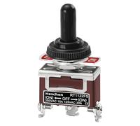 Heschen Metal Toggle Switch, RT1122FS, SPDT, Momentary Type, (ON)/OFF/(ON) 3 position, 15A 250VAC, with Waterproof Cap, CE