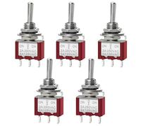 Heschen Mini Momentary Toggle Switch MTS-123, (ON)-OFF-(ON) SPDT, 3 Pin, 2A 250V, 5A 125V, Pack of 5