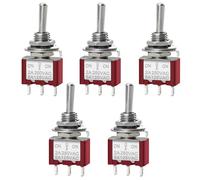 Heschen Miniature Toggle Switch MTS-103, ON-OFF-ON SPDT, 3 Pin, 2A 250V, 5A 120V, Pack of 5