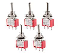 Heschen Miniature Toggle Switch MTS-103, ON-OFF-ON SPDT, 3 Pin, 2A 250V, 5A 120V, Pack of 5