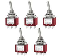 Heschen Miniature Toggle Switch MTS-202 ON-ON DPDT 6 Pin, 2A 250V, 5A 125V, Pack of 5