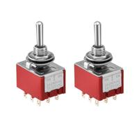 Heschen Miniature Toggle Switch MTS-303 ON-OFF-ON 3PDT 9 Pin, 2A 250V, 6A 125V, Pack of 2