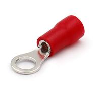 Heschen Ring Terminal Crimp Connectors Vinyl Insulated Wire Electrical Connector RV1.25-4S Stud size #8 for 0.5-1.5mm² (22-16 AWG) Red 100Pack