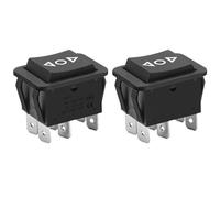 Heschen Rocker Switch 16A 250VAC ON-OFF-ON Momentary DPDT 6 Pin Black 2Pack | Spring return automatic reset mechanism, 30x22mm panel cut-out dimension, integrated 6.3mm male spade pin contacts