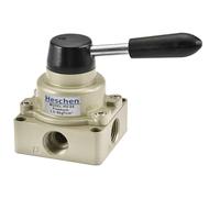 Heschen Rotary Lever Hand Valve, HV-04, PT1/2'', 3 Postion 4 Way, Air Flow Control Valve
