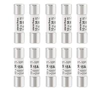 Heschen Solar DC1000V PV Fuse, Photovoltaic Fuses, gPV Type Fuse Link, ST-10PV, 10 * 38mm, 15A 1000VDC, for Solar PV System Protection, 10PCS