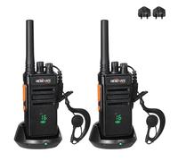 HESENATE HT66 PLUS Display PMR446 License-Free Walkie Talkies - Long Range Two-Way Radio, USB-C Rechargeable 16 Channel VOX Hands-Free, for Business Outdoor Camping Construction (2 Pack, Black)