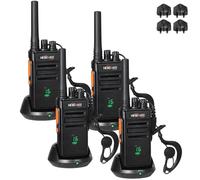 HESENATE HT66 PLUS Display PMR446 License-Free Walkie Talkies - Long Range Two-Way Radio, USB-C Rechargeable 16 Channel VOX Hands-Free, for Business Outdoor Camping Construction (4 Pack, Black)