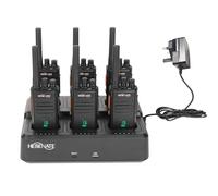 HESENATE HT66 PLUS Display PMR446 Walkie Talkies for Adults, Long Range Rechargeable 2 Way Radio with 6 Way Charger, USB-C Charging, VOX, for School, Construction, Warehouse, Outdoor (Black, 6 Pack)